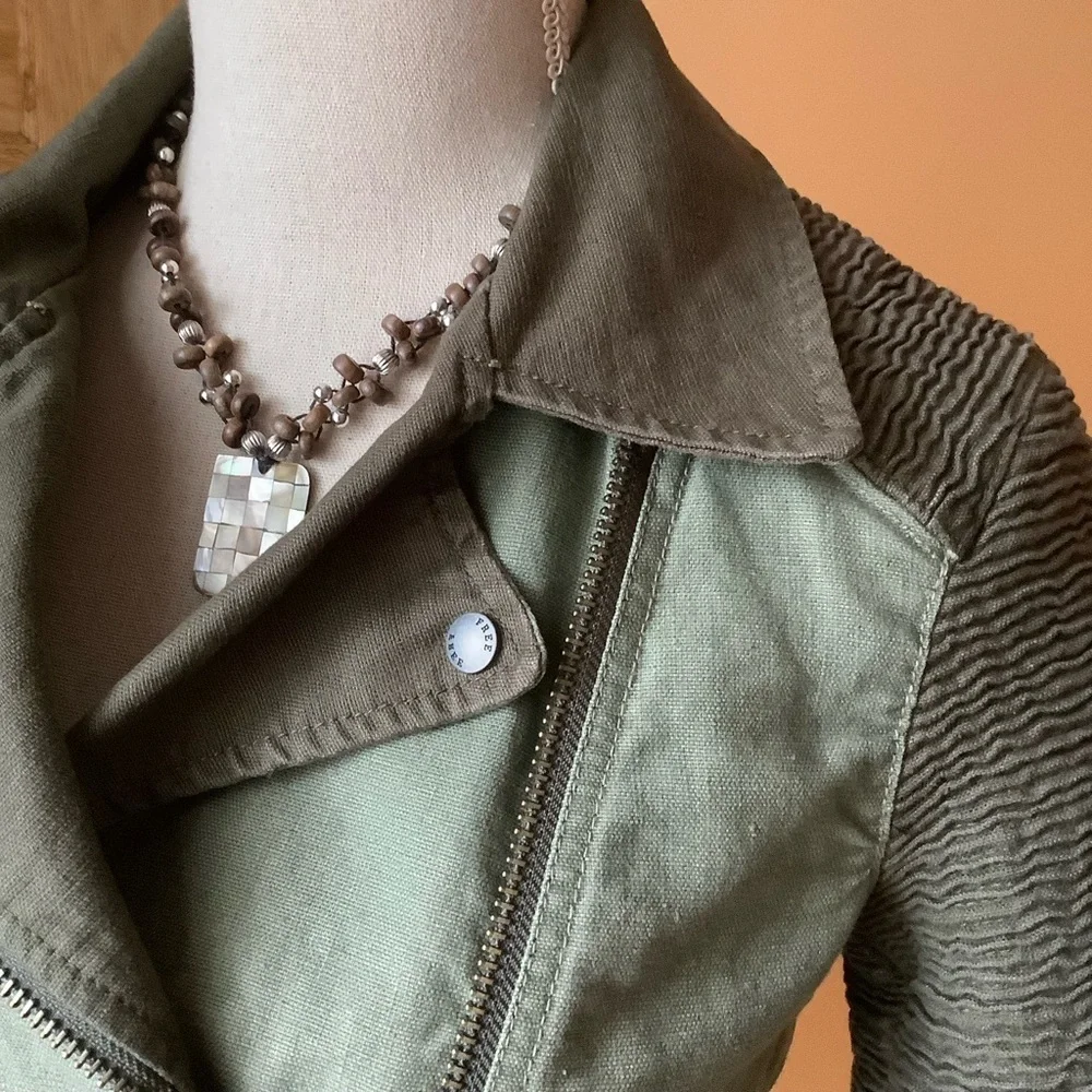 WILFRED FREE Olive Green Moto Jacket Size S - Picture 6 of 16